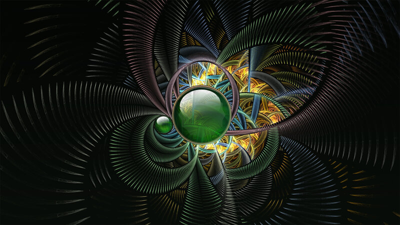 Green Sphere in Fractal Pattern