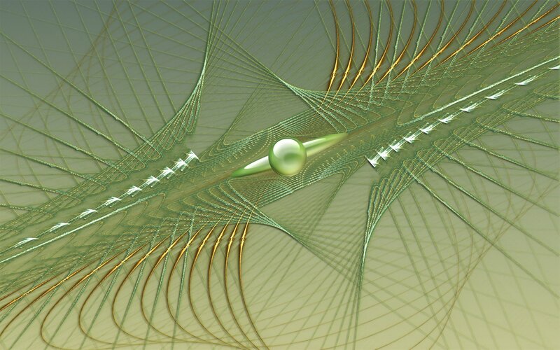 Green Sphere in Web — Abstract