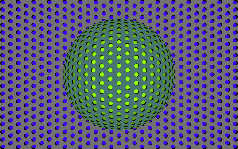 Green Sphere on Blue Dots