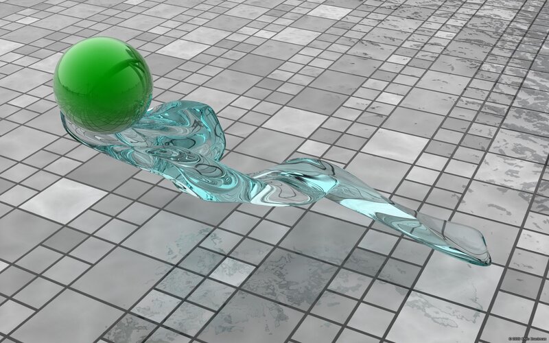 green sphere on glass figure