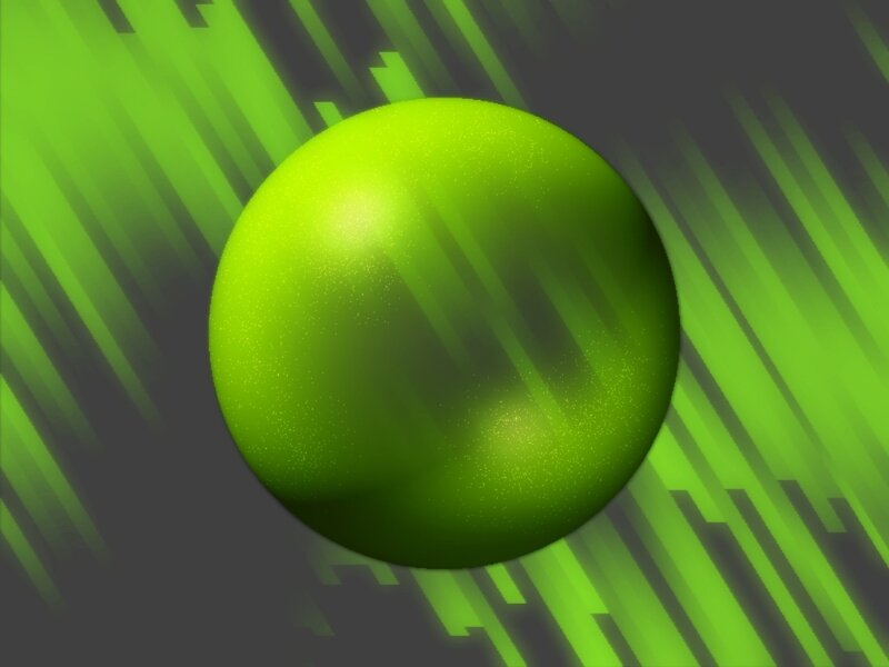Green Sphere on Patterned Background