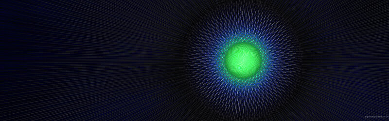 green sphere with blue spikes