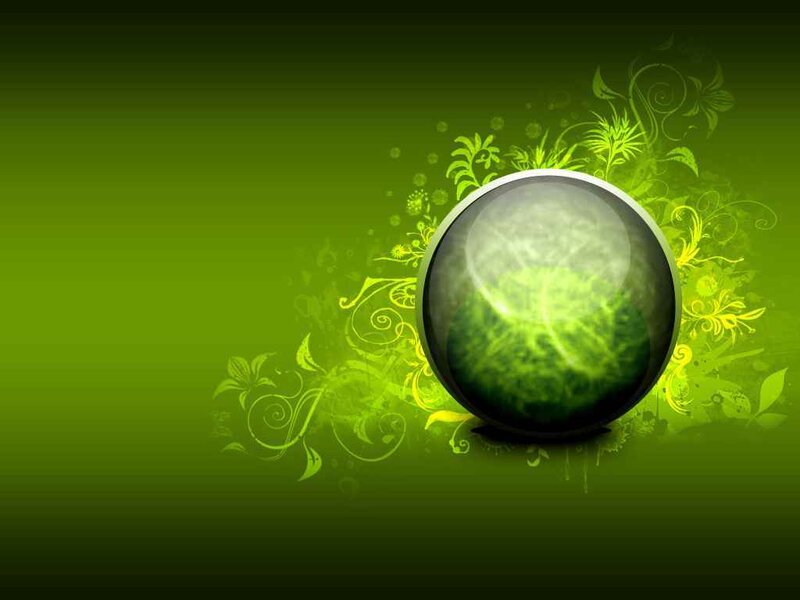 green sphere with floral design
