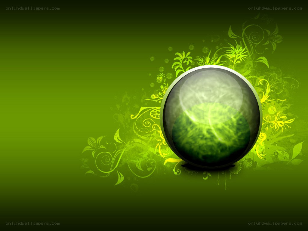 green sphere with floral design