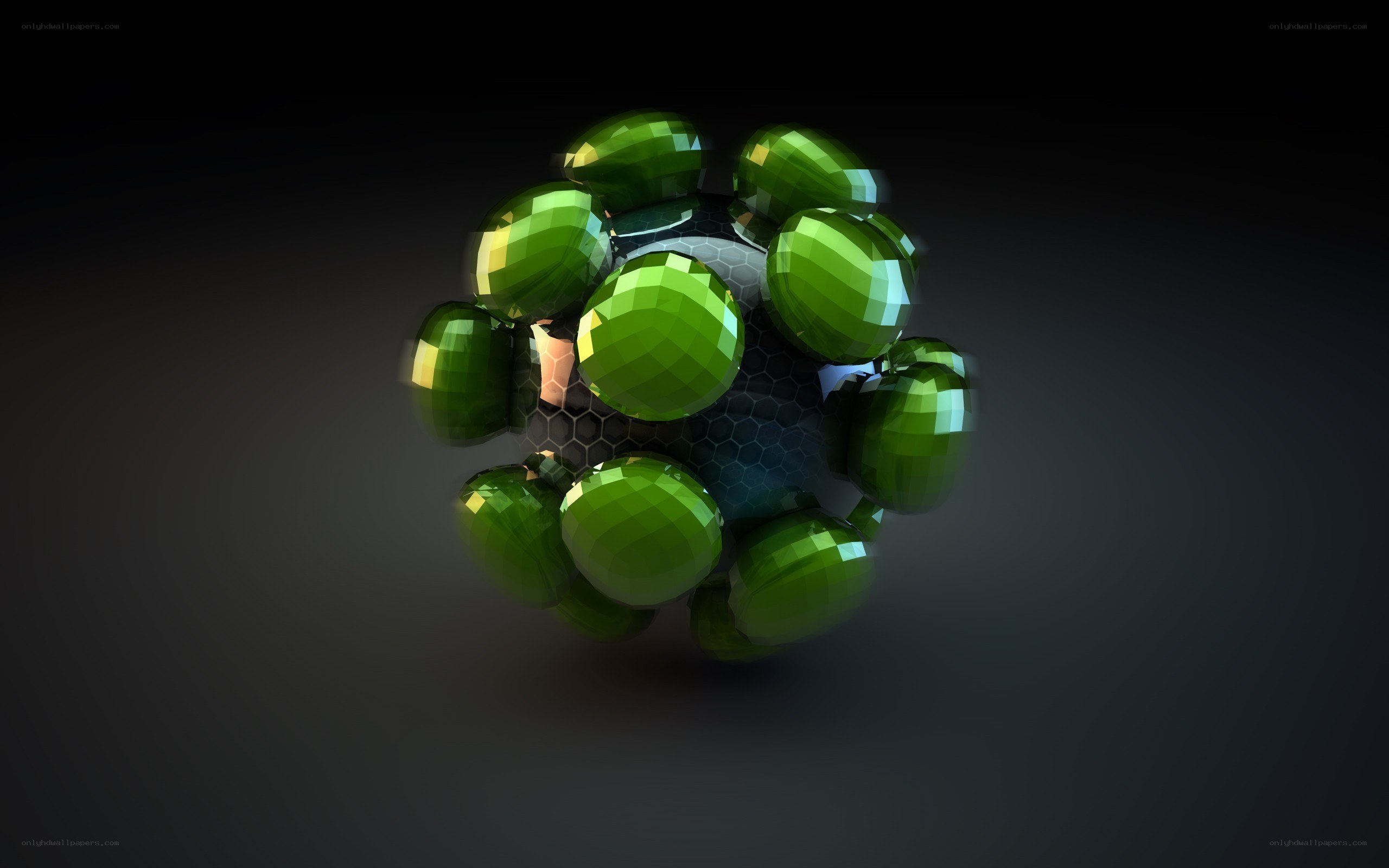 green sphere with gemstones