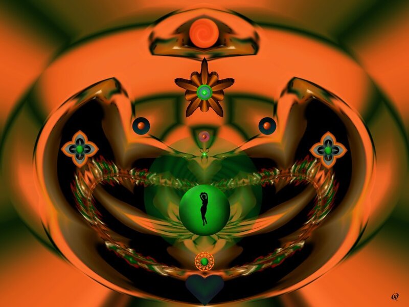 Green Sphere with Silhouette