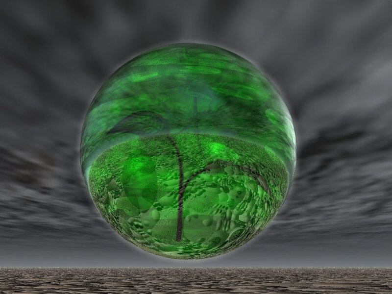 Green Sphere with Tree