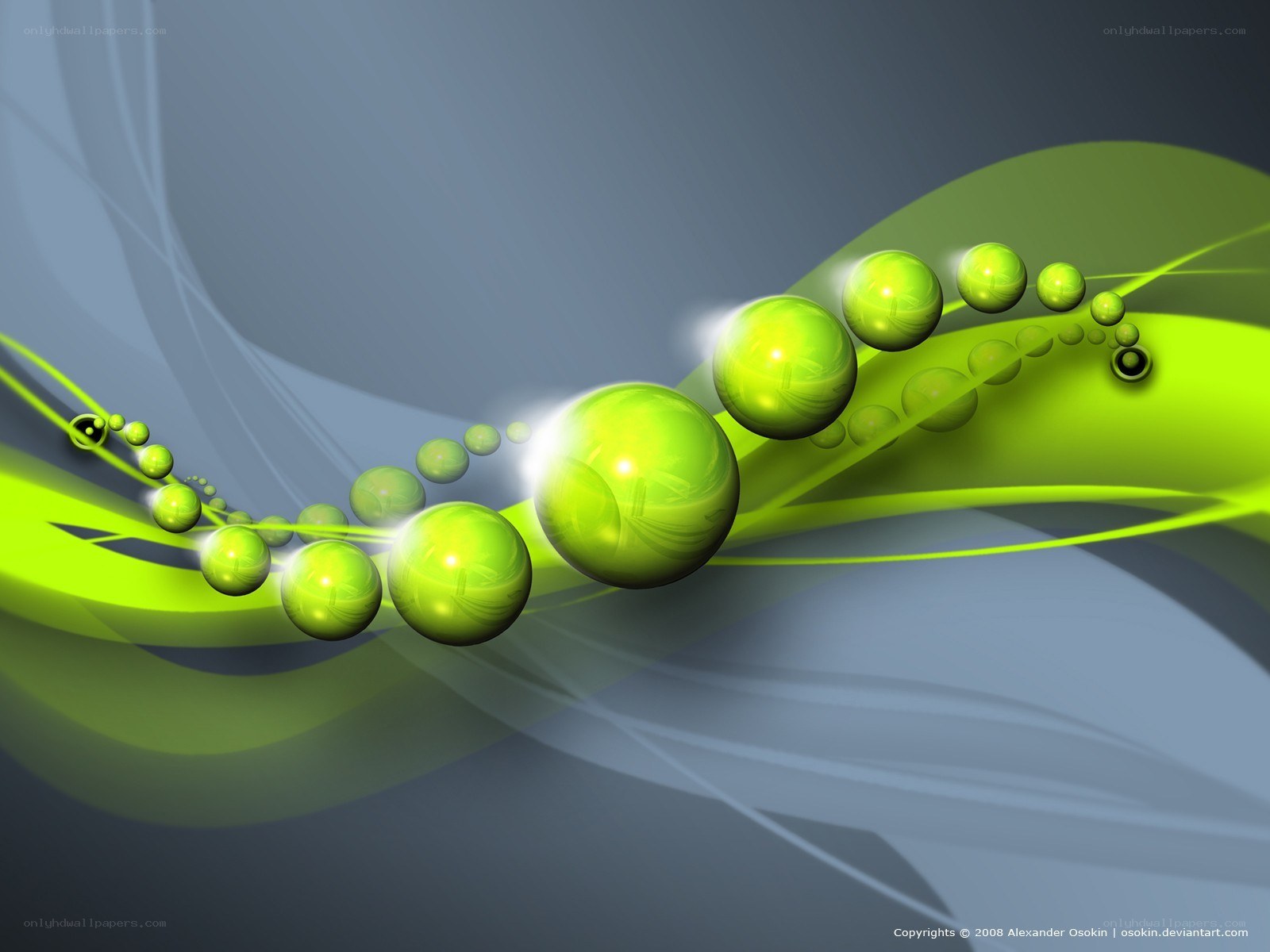 Green spheres on abstract wave