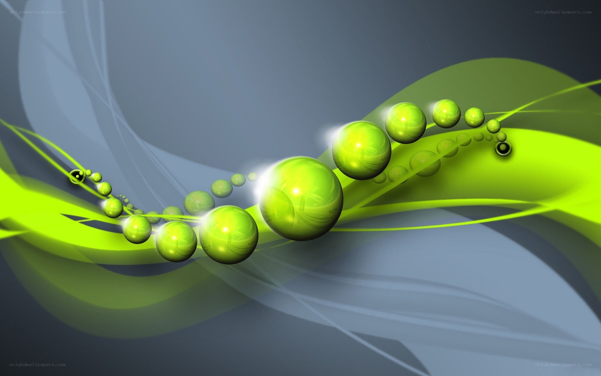 Green spheres on abstract wave