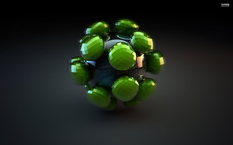 Green Spheres on Black