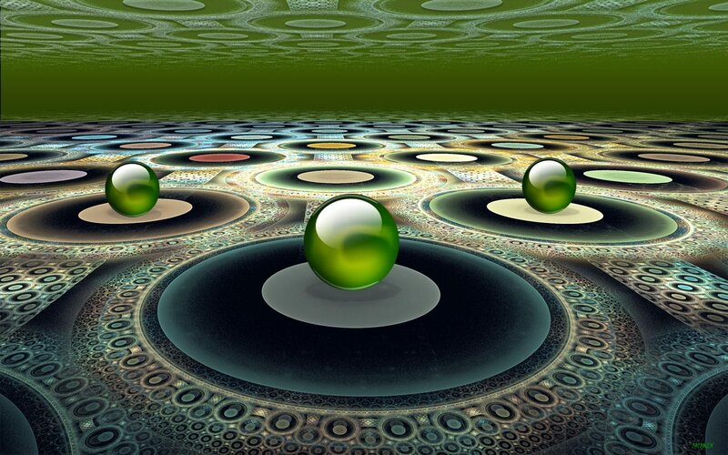 Green spheres on fractal surface
