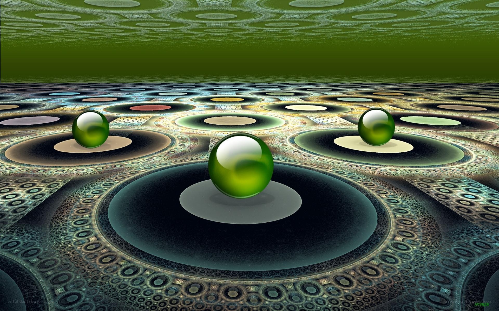 Green spheres on fractal surface