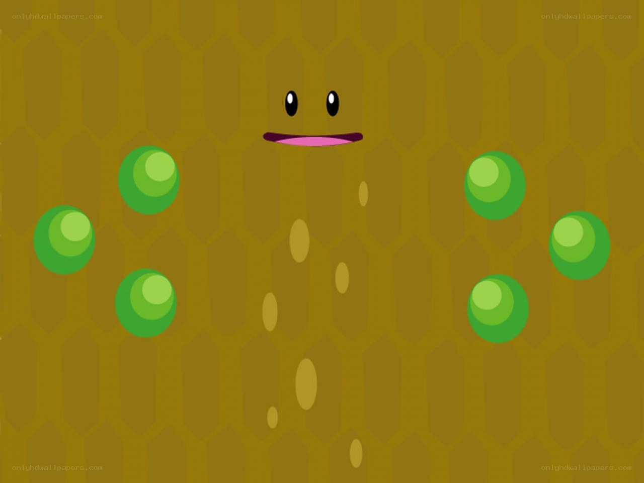green spheres on honeycomb