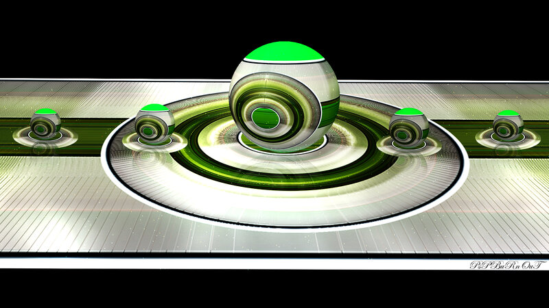 Green Spheres on Platform — Futuristic