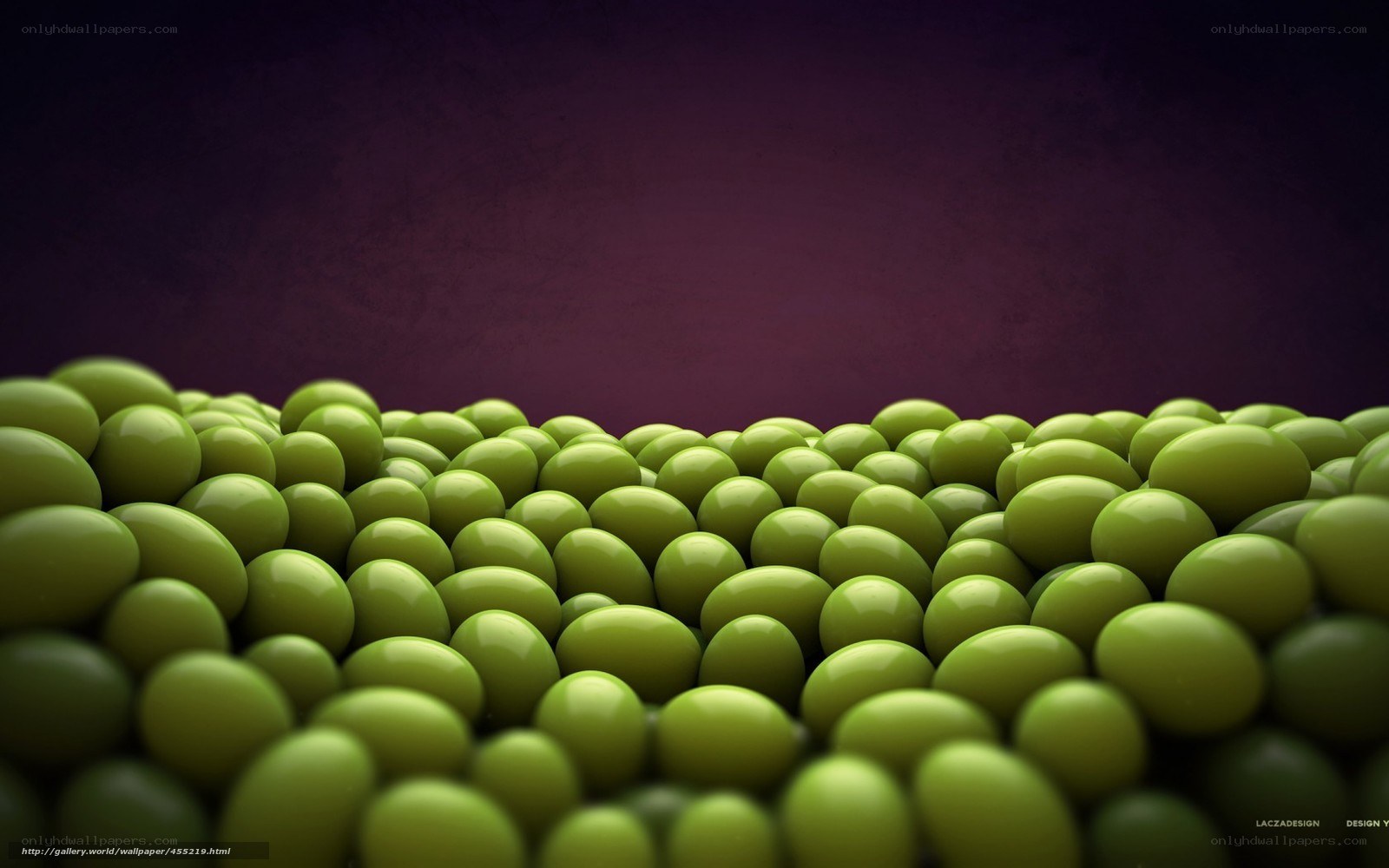 green spheres on purple background