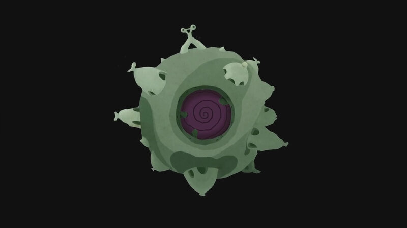 green spherical creature