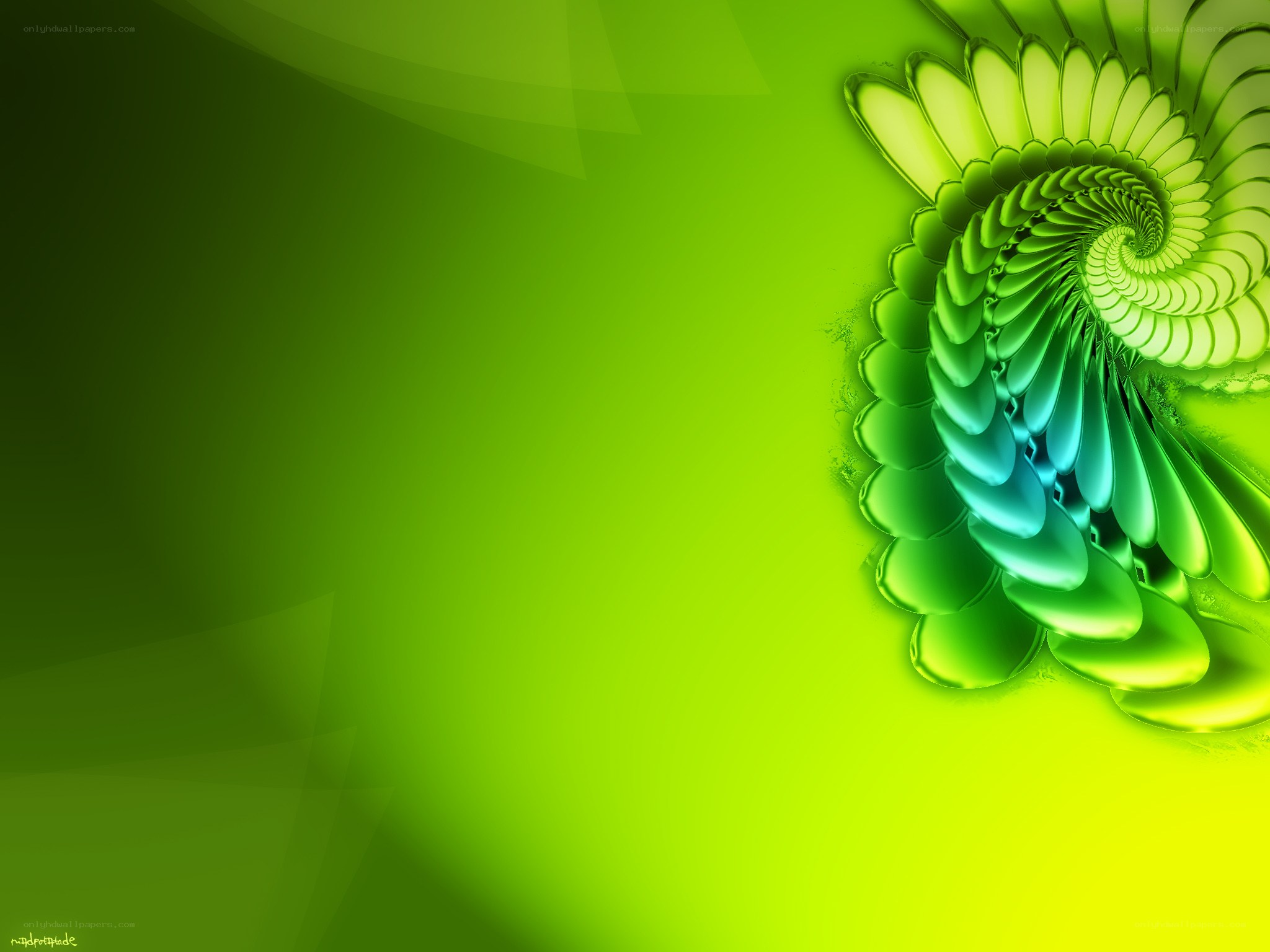 Green spiral fractal design