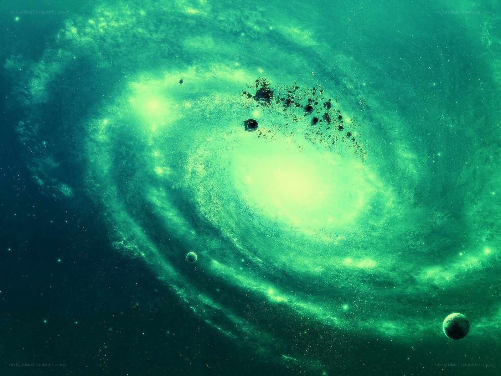 green spiral galaxy space