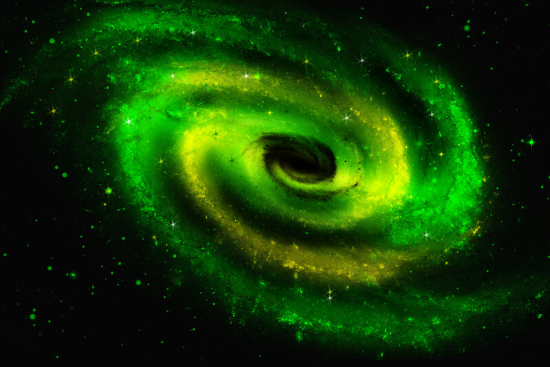 green spiral galaxy