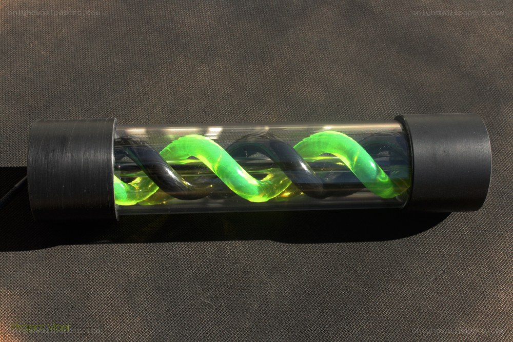 Green spiral in a tube