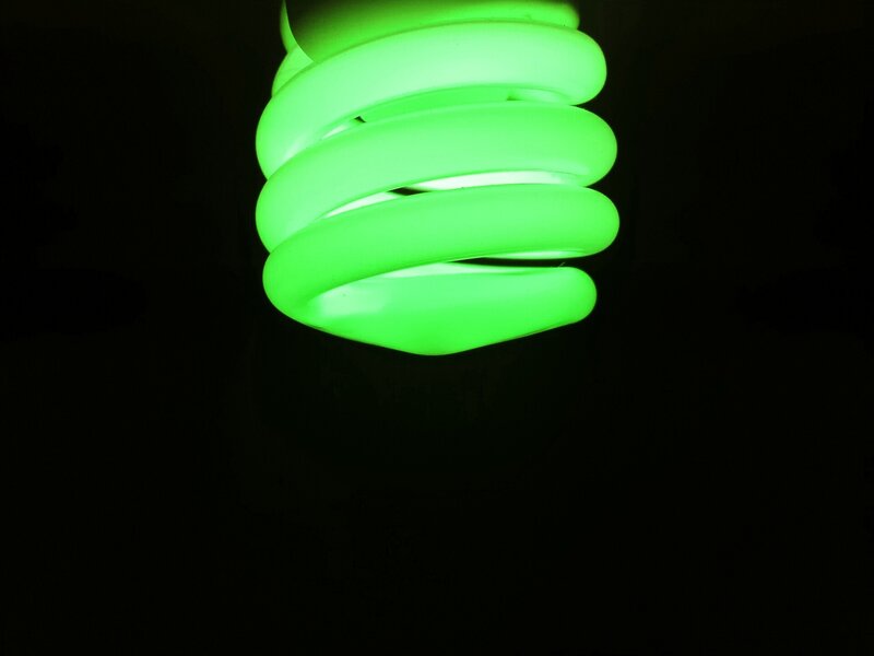 Green Spiral Light Bulb