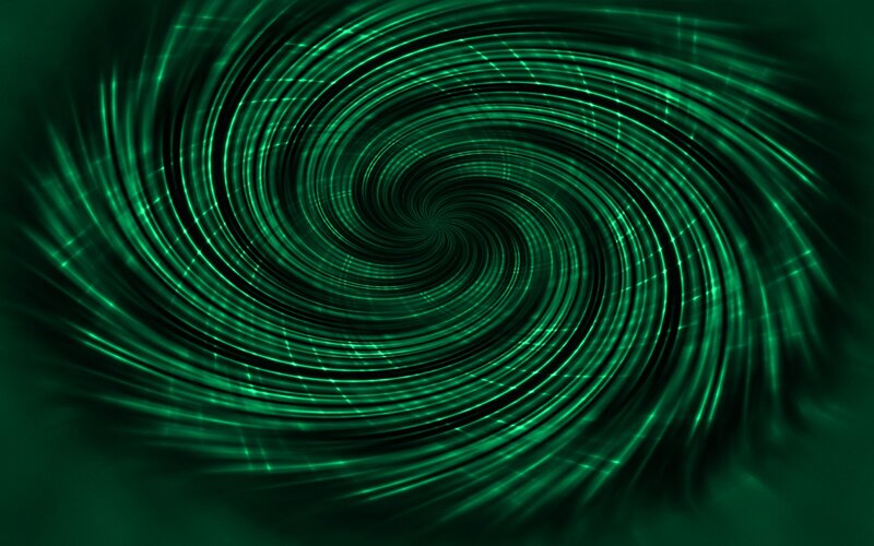 Green Spiral Light Pattern — Dynamic, Abstract