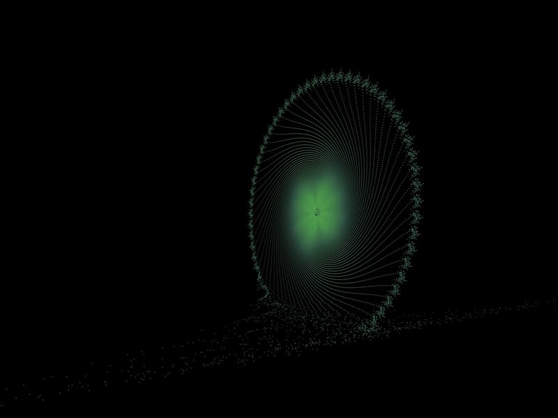 green spiral particle pattern