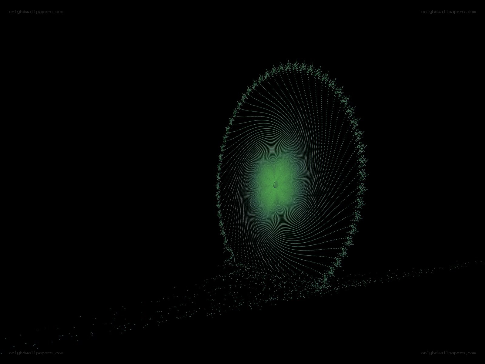 green spiral particle pattern