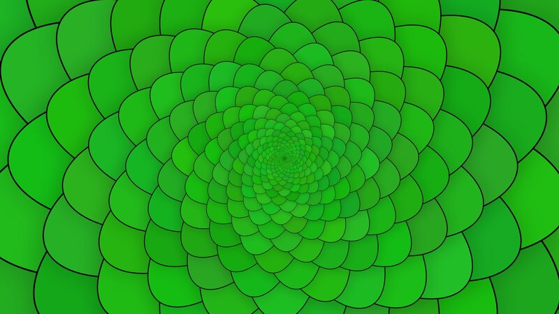 green spiral pattern