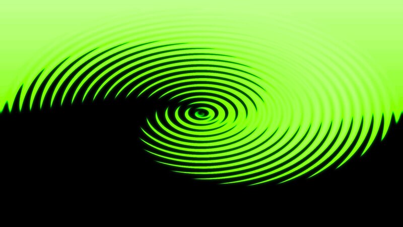 green spiral ripple effect