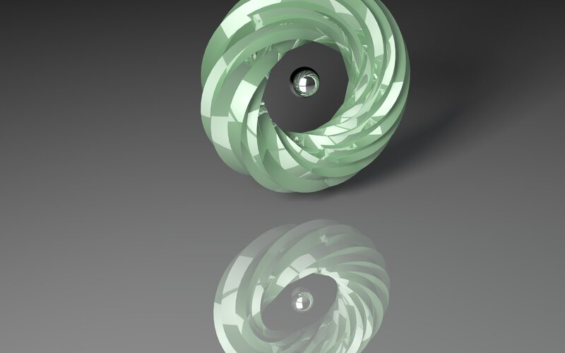 green spiral sculpture