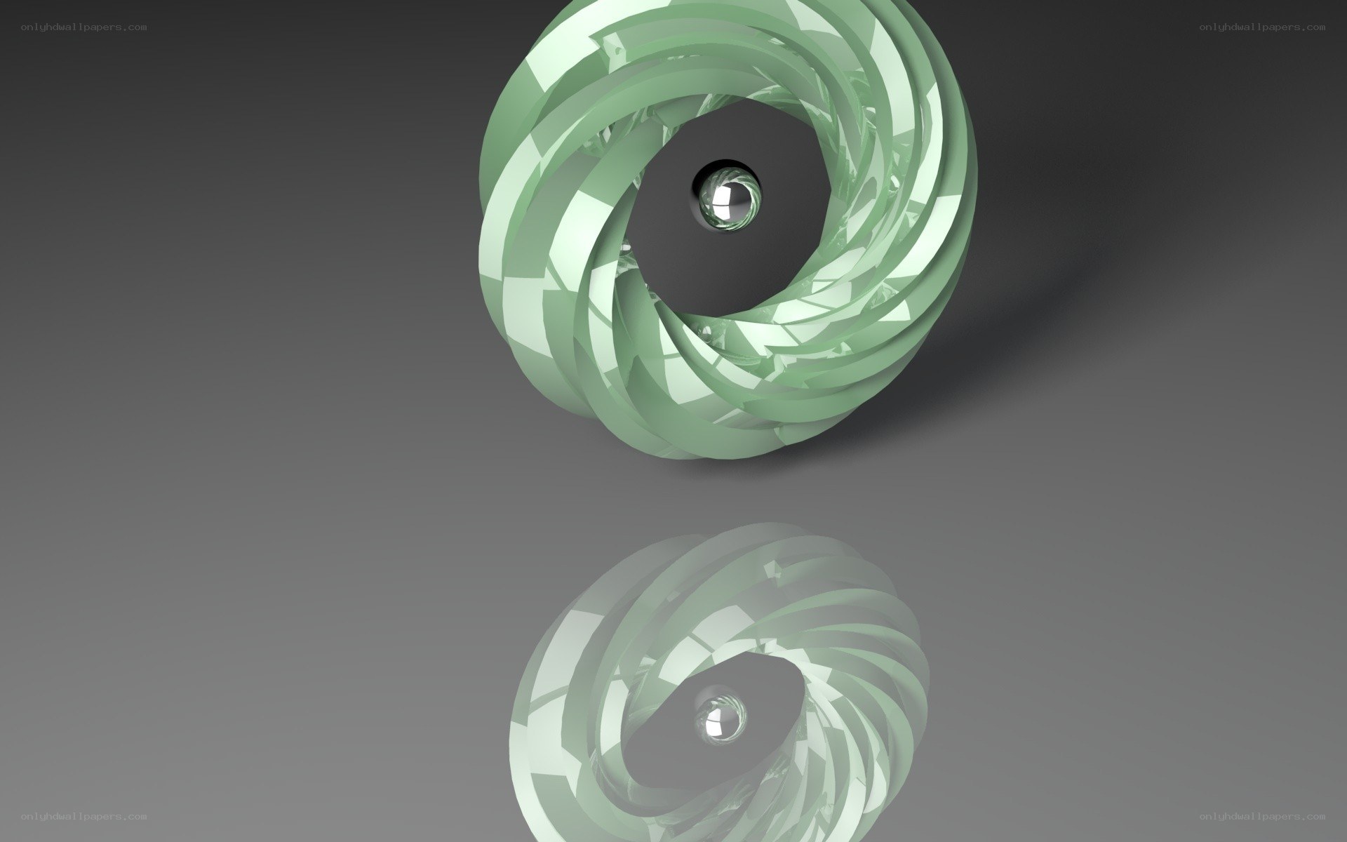 green spiral sculpture