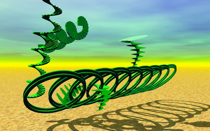 Green Spiral Sculptures