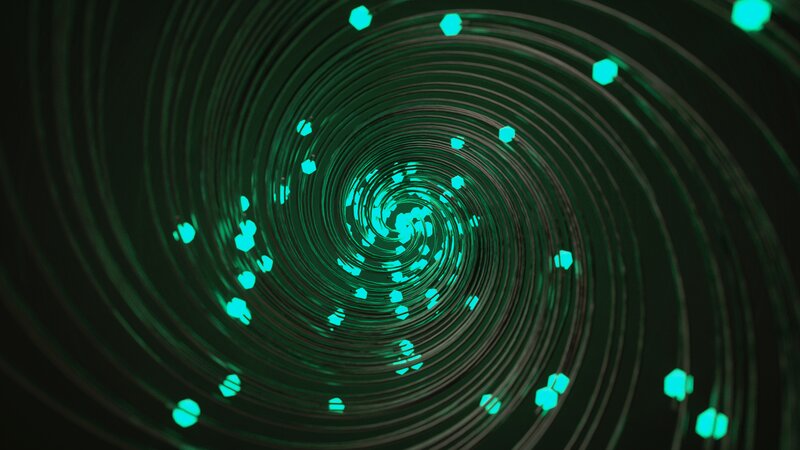 Green Spiral Tunnel — Hypnotic, Digital Art
