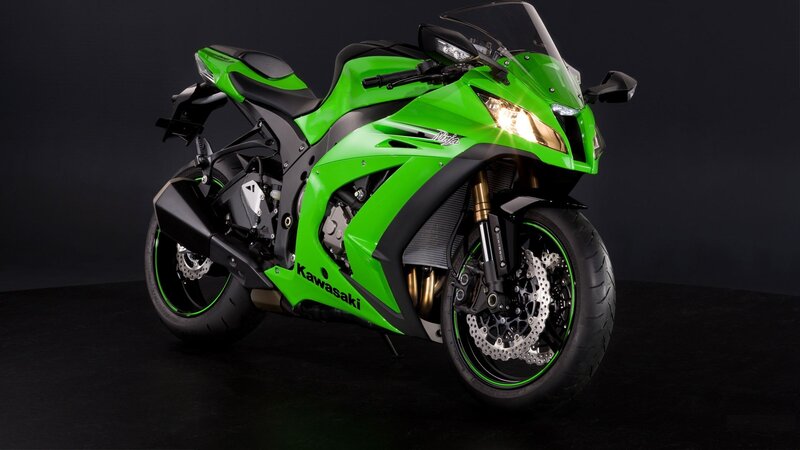 Green Sport Motorcycle — Dramatic, Photograph, Headlight, Exhaust, Windshield, Black