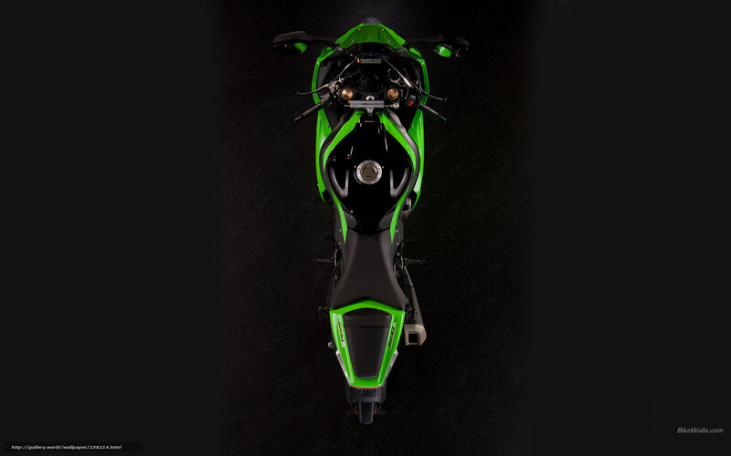 green sport motorcycle from above