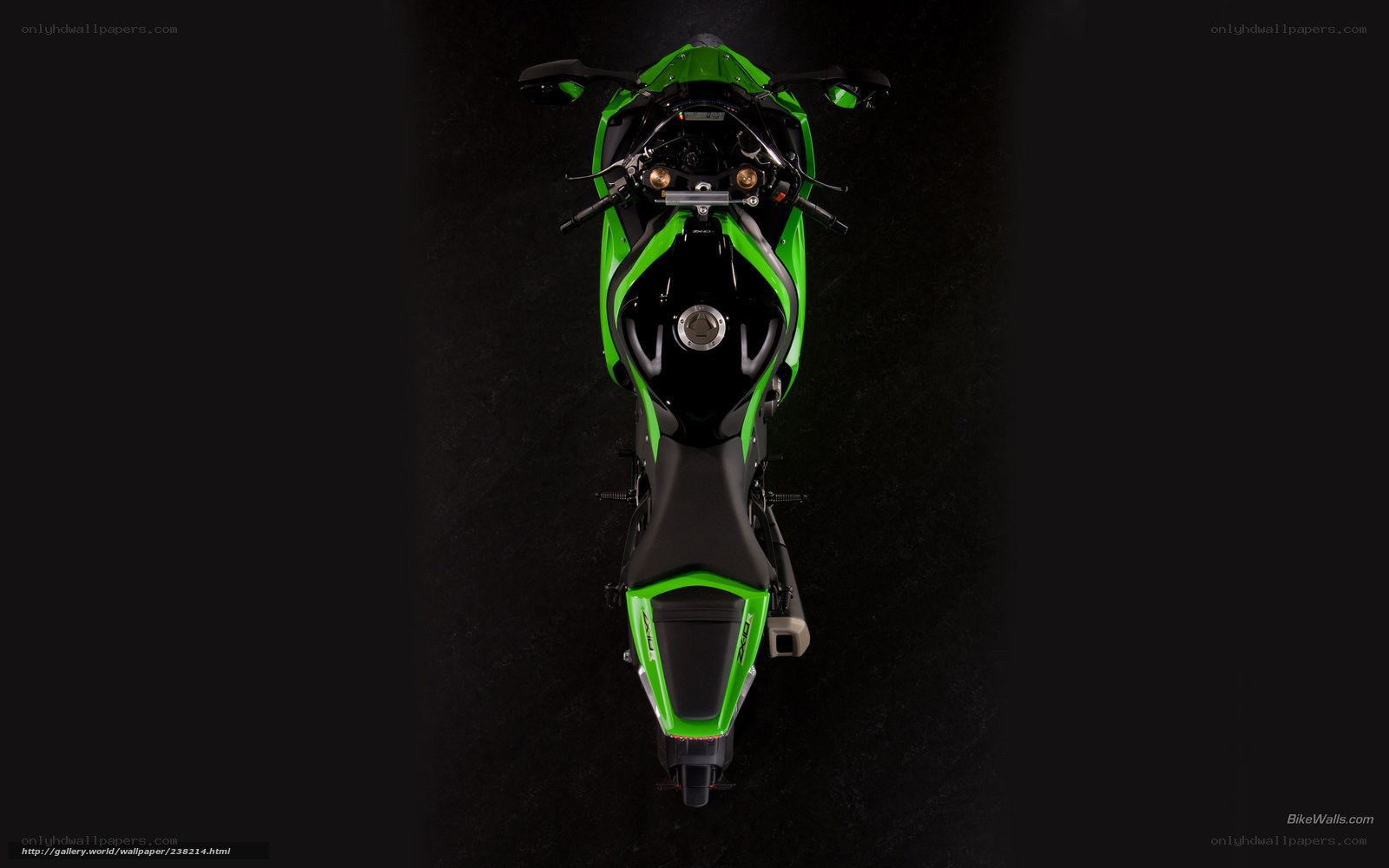 green sport motorcycle from above