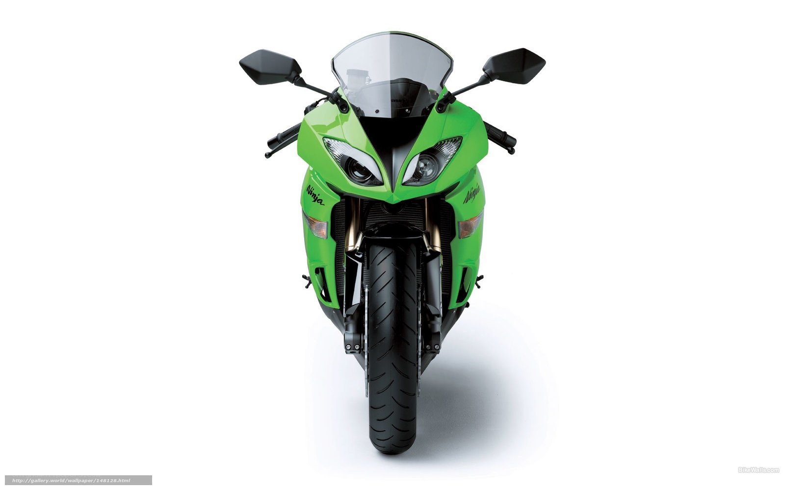 green sport motorcycle front view