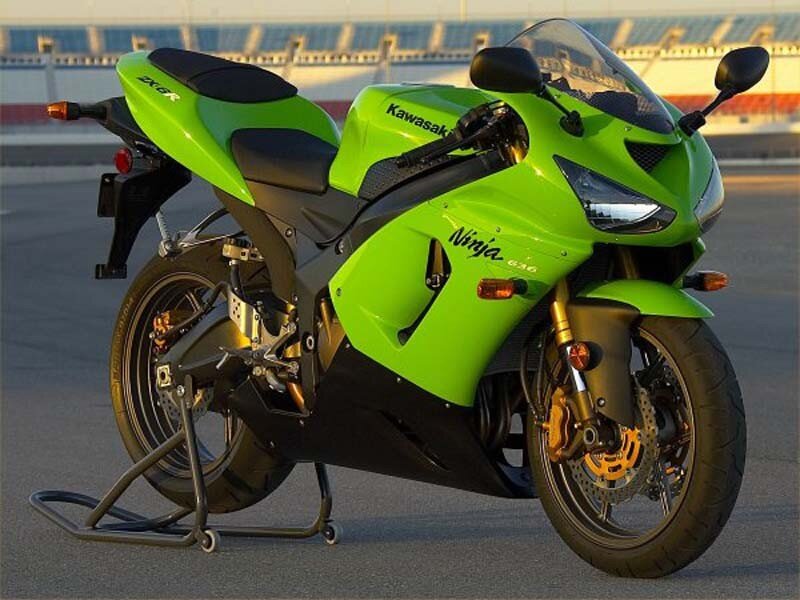Green Sport Motorcycle — Lime Green, Calm, Sunset