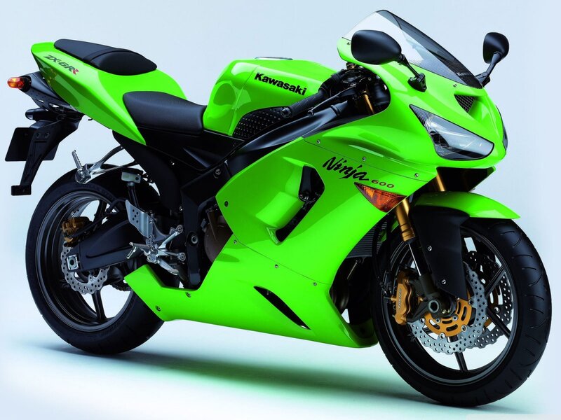 Green Sport Motorcycle — Lime Green, Neutral