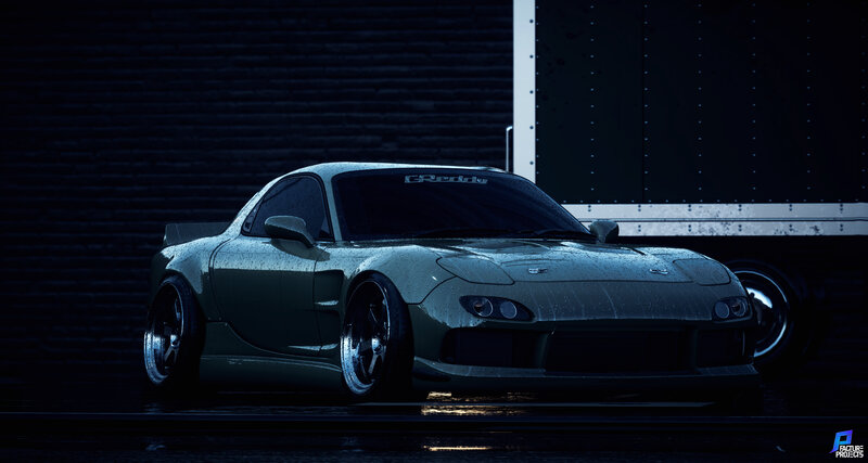 Green Sports Car — Black, Dramatic