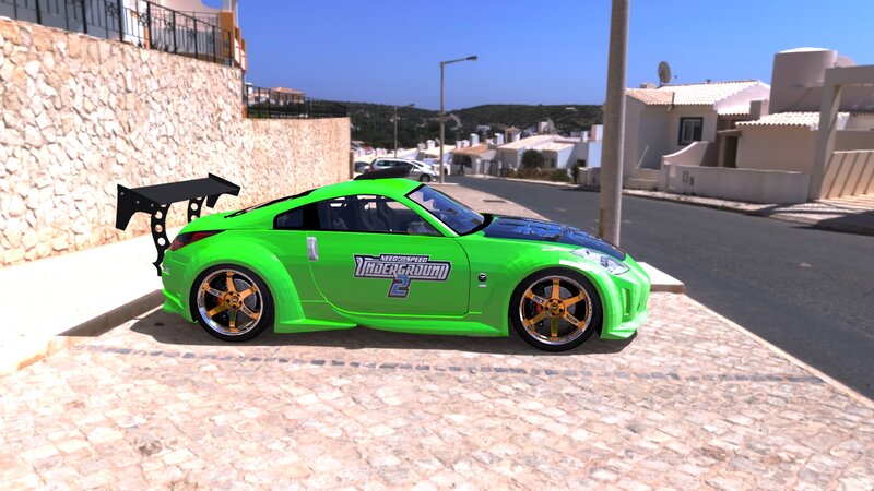 Green Sports Car — Bright, Sunny