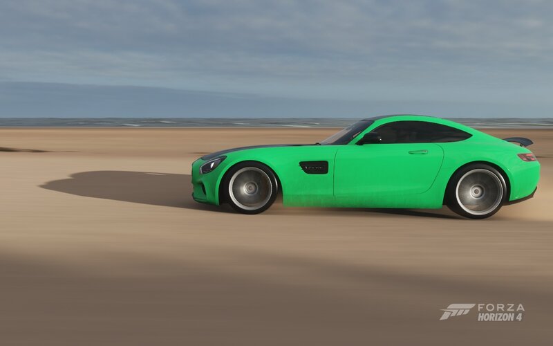 Green Sports Car — Calm, Afternoon, 3d Render, Beach