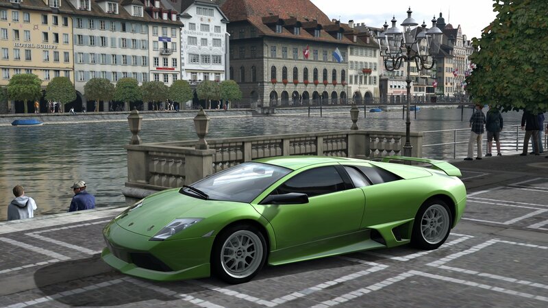 Green Sports Car — Calm, Afternoon, 3d Render, River