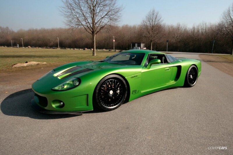 Green Sports Car — Calm, Afternoon, Photograph, Tree