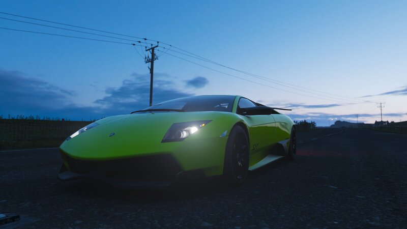 Green Sports Car — Calm, Sunset, 3d Render