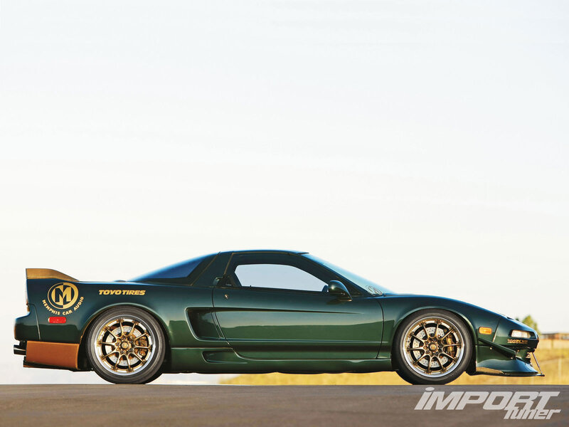 Green Sports Car — Calm, Sunset