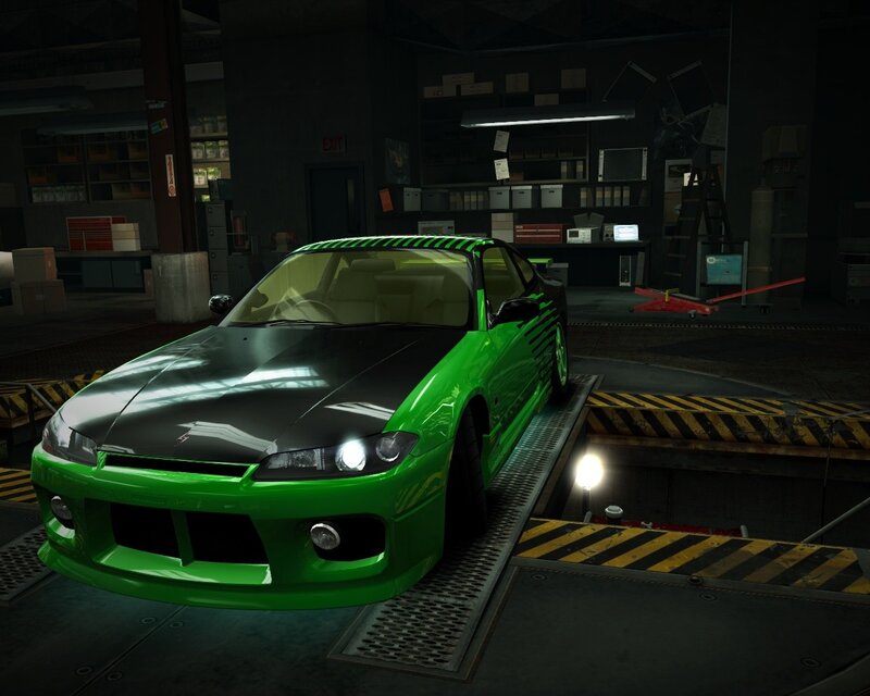 Green Sports Car — Dark, Night, 3d Render, Garage