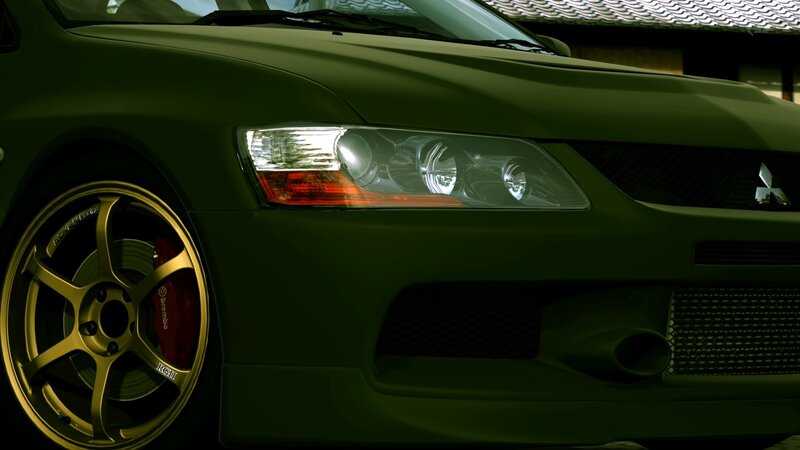 Green Sports Car — Dark, Night, 3d Render, Headlight