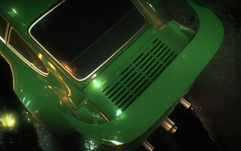 Green Sports Car — Dark, Night, 3d Render